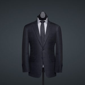 Grayman and Company tactical suit in Loro Piana 662007 Glenplaid fabric with Opscore respirator