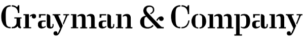 Black logo wordmark for Grayman and Company fashion brand, white background