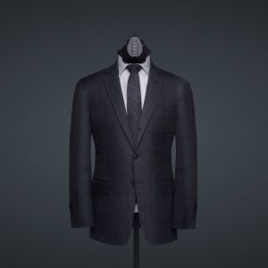 Grayman and Company tactical suit in Loro Piana 662007 Glenplaid fabric with Opscore respirator